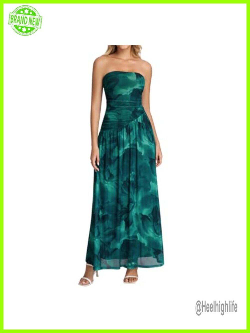 Floral Maxi Dress Strapless Tube Top Flowy Wedding Guest